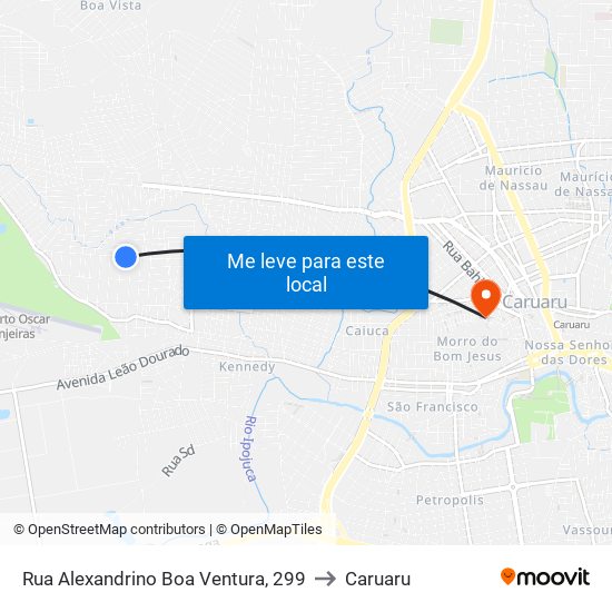 Rua Alexandrino Boa Ventura, 299 to Caruaru map