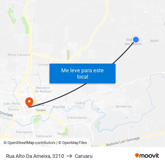 Rua Alto Da Ameixa, 3210 to Caruaru map