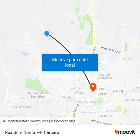 Rua Sem Nome to Caruaru map