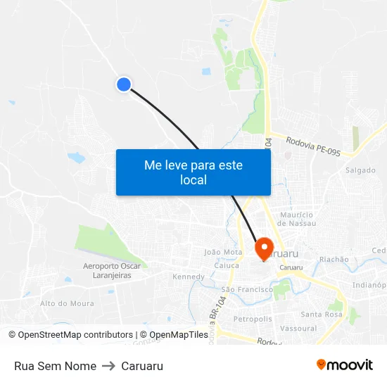 Rua Sem Nome to Caruaru map
