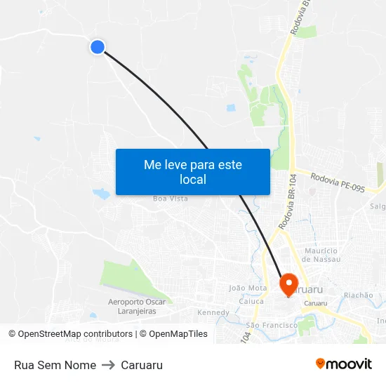 Rua Sem Nome to Caruaru map