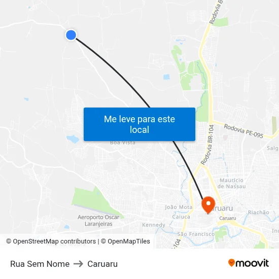 Rua Sem Nome to Caruaru map