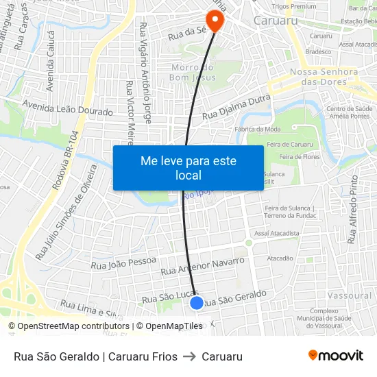 Rua São Geraldo | Caruaru Frios to Caruaru map