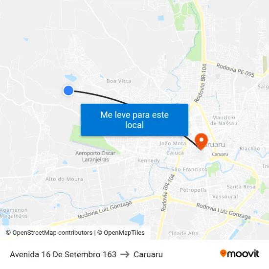 Avenida 16 De Setembro 163 to Caruaru map