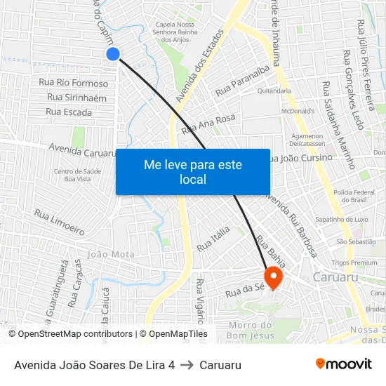 Avenida João Soares De Lira 4 to Caruaru map