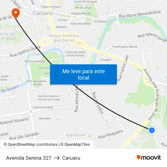 Avenida Serena 327 to Caruaru map