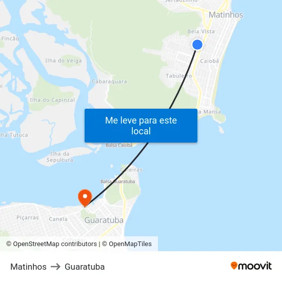 Matinhos to Guaratuba map