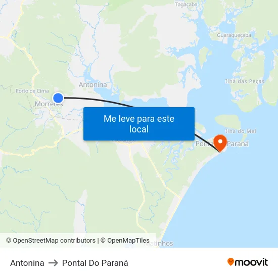 Antonina to Pontal Do Paraná map