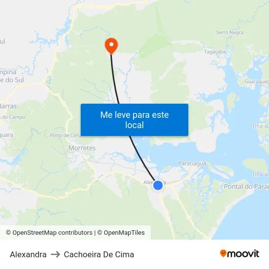 Alexandra to Cachoeira De Cima map