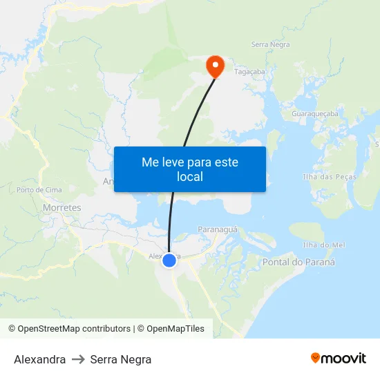 Alexandra to Serra Negra map