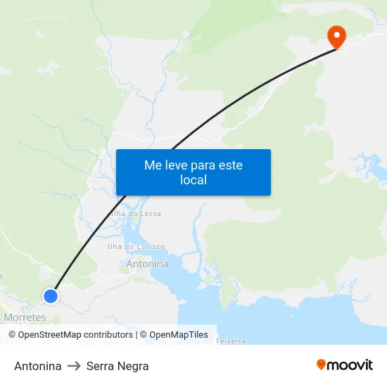 Antonina to Serra Negra map