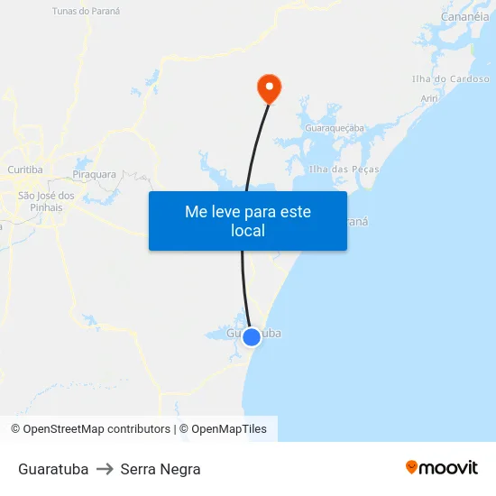 Guaratuba to Serra Negra map