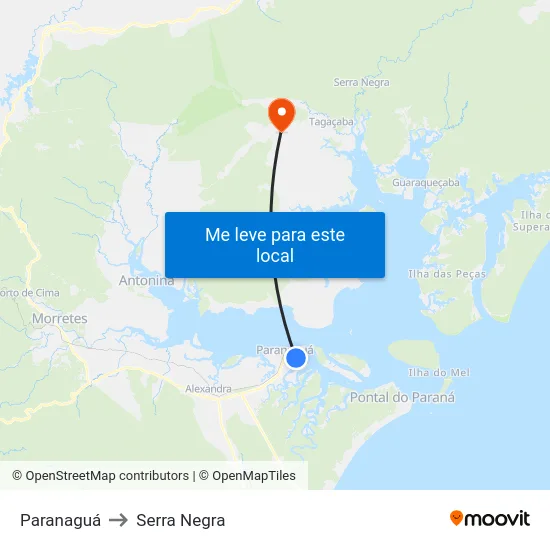 Paranaguá to Serra Negra map