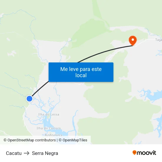 Cacatu to Serra Negra map
