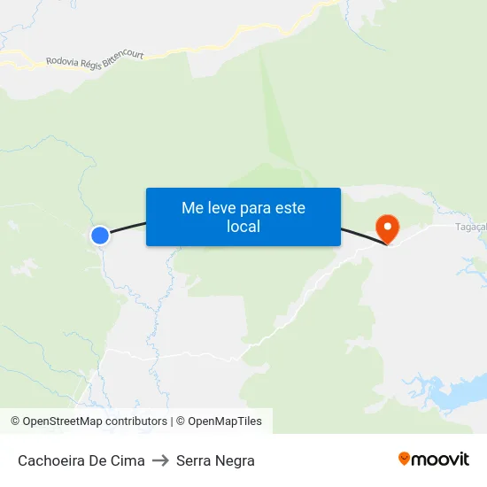 Cachoeira De Cima to Serra Negra map