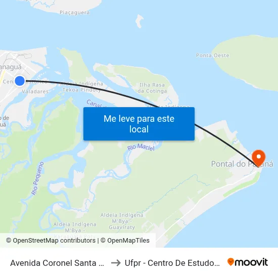 Avenida Coronel Santa Rita, 236 to Ufpr - Centro De Estudos Do Mar map