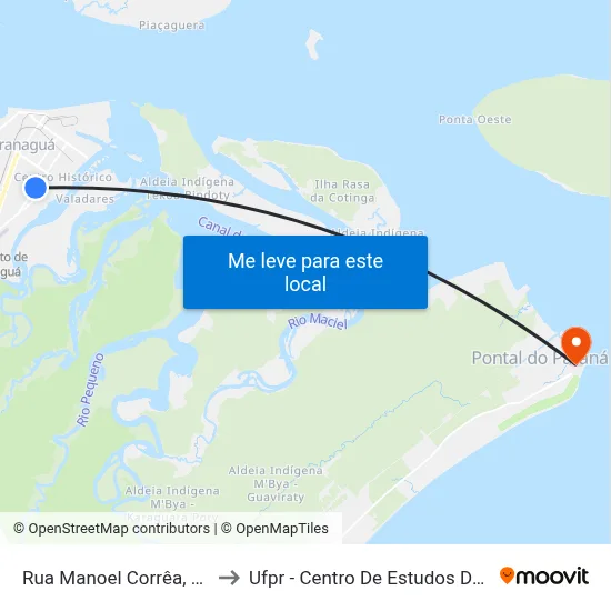 Rua Manoel Corrêa, 2128 to Ufpr - Centro De Estudos Do Mar map