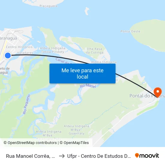 Rua Manoel Corrêa, 2898 to Ufpr - Centro De Estudos Do Mar map