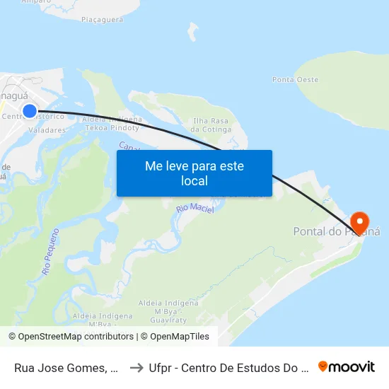 Rua Jose Gomes, 180 to Ufpr - Centro De Estudos Do Mar map