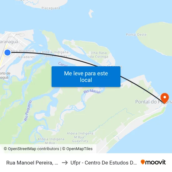 Rua Manoel Pereira, 1575 to Ufpr - Centro De Estudos Do Mar map