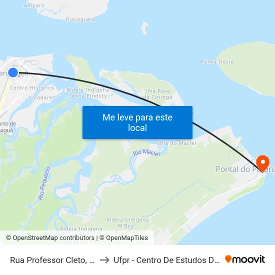 Rua Professor Cleto, 1836 to Ufpr - Centro De Estudos Do Mar map