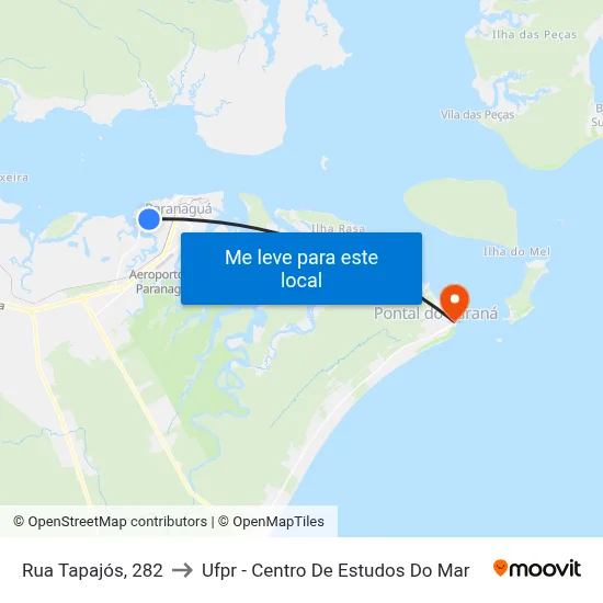 Rua Tapajós, 282 to Ufpr - Centro De Estudos Do Mar map