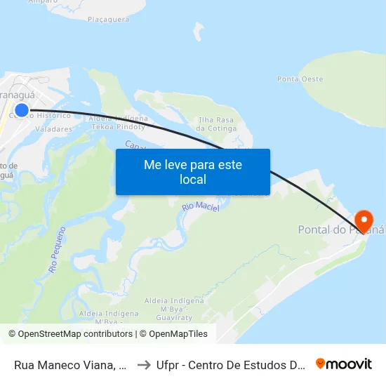 Rua Maneco Viana, 1602 to Ufpr - Centro De Estudos Do Mar map