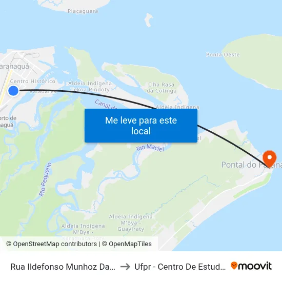 Rua Ildefonso Munhoz Da Rocha, 613 to Ufpr - Centro De Estudos Do Mar map