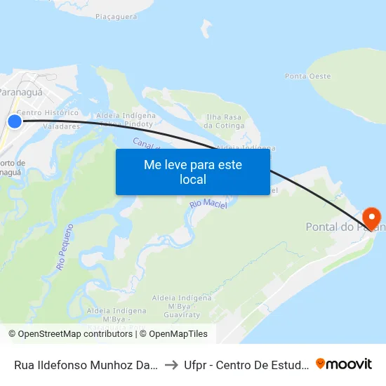 Rua Ildefonso Munhoz Da Rocha, 255 to Ufpr - Centro De Estudos Do Mar map