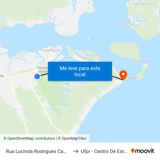 Rua Lucinda Rodrigues Campos, 811 - Labra to Ufpr - Centro De Estudos Do Mar map
