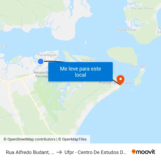 Rua Alfredo Budant, 600 to Ufpr - Centro De Estudos Do Mar map