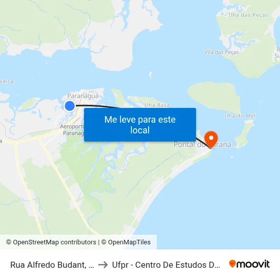 Rua Alfredo Budant, 974 to Ufpr - Centro De Estudos Do Mar map