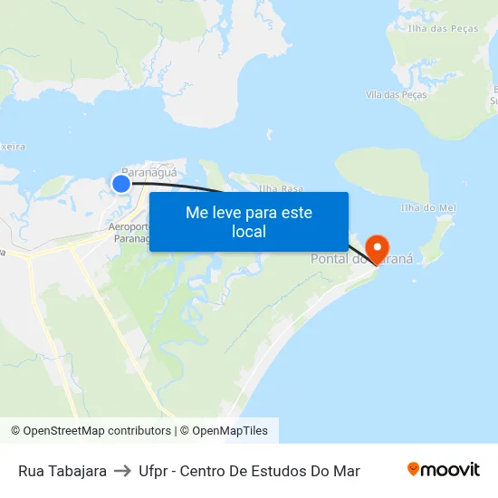 Rua Tabajara to Ufpr - Centro De Estudos Do Mar map