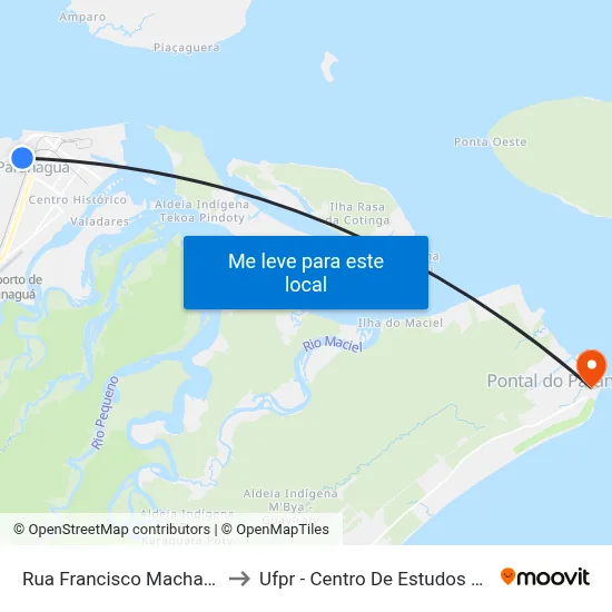 Rua Francisco Machado, 81 to Ufpr - Centro De Estudos Do Mar map