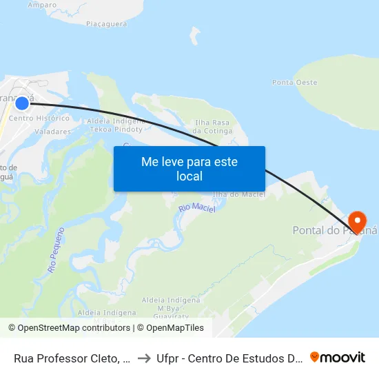 Rua Professor Cleto, 2169 to Ufpr - Centro De Estudos Do Mar map
