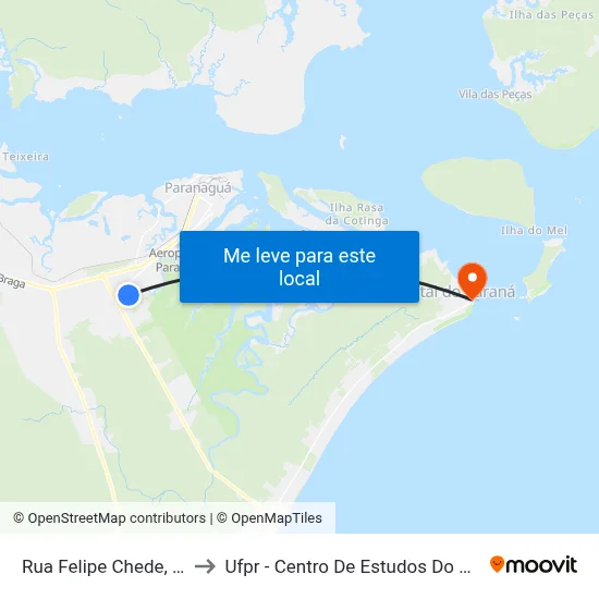 Rua Felipe Chede, 30 to Ufpr - Centro De Estudos Do Mar map