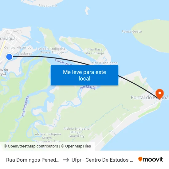 Rua Domingos Peneda, 300 to Ufpr - Centro De Estudos Do Mar map
