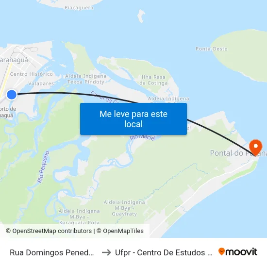 Rua Domingos Peneda, 1541 to Ufpr - Centro De Estudos Do Mar map