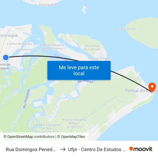 Rua Domingos Peneda, 1801 to Ufpr - Centro De Estudos Do Mar map