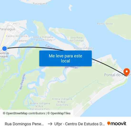 Rua Domingos Peneda, 18 to Ufpr - Centro De Estudos Do Mar map