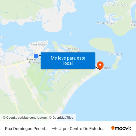 Rua Domingos Peneda, 2231 to Ufpr - Centro De Estudos Do Mar map