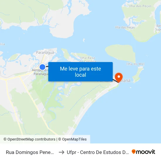Rua Domingos Peneda, 74 to Ufpr - Centro De Estudos Do Mar map
