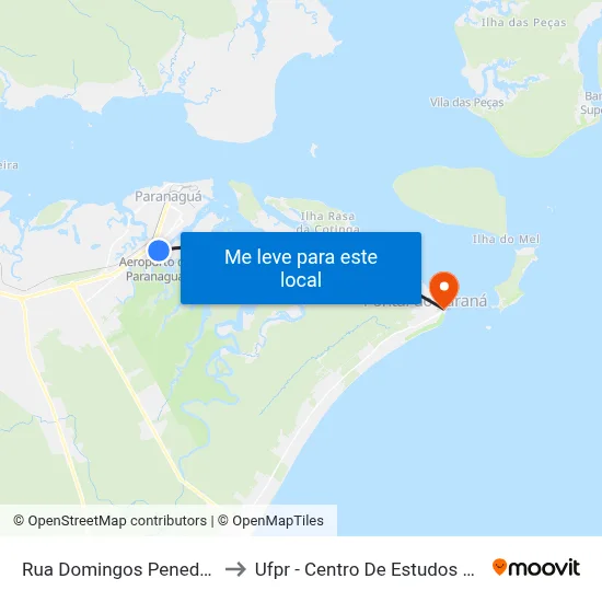 Rua Domingos Peneda, 102 to Ufpr - Centro De Estudos Do Mar map