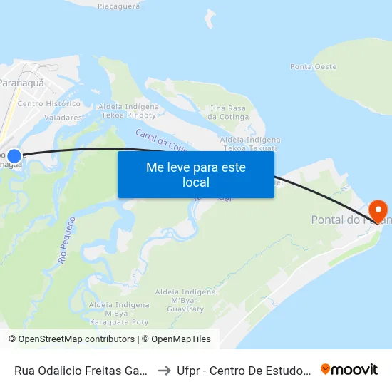 Rua Odalicio Freitas Gabriel, 127 to Ufpr - Centro De Estudos Do Mar map