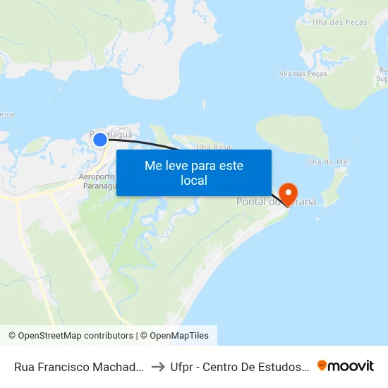 Rua Francisco Machado, 1341 to Ufpr - Centro De Estudos Do Mar map