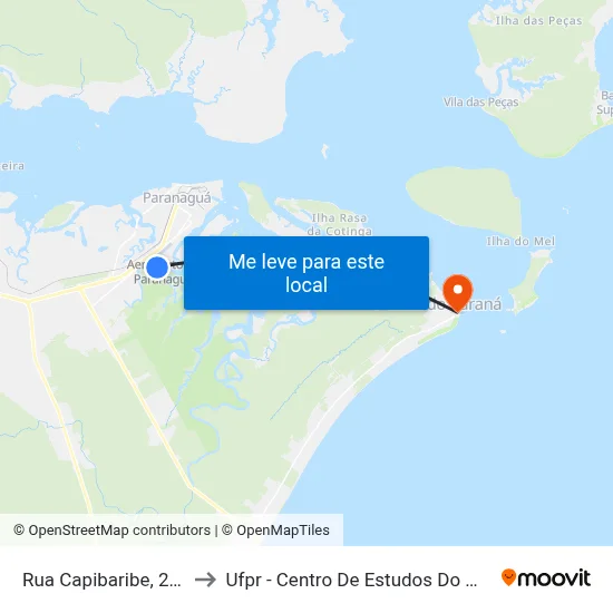 Rua Capibaribe, 273 to Ufpr - Centro De Estudos Do Mar map