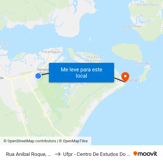 Rua Aníbal Roque, 813 to Ufpr - Centro De Estudos Do Mar map