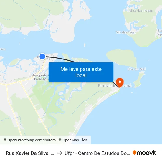 Rua Xavier Da Silva, 445 to Ufpr - Centro De Estudos Do Mar map