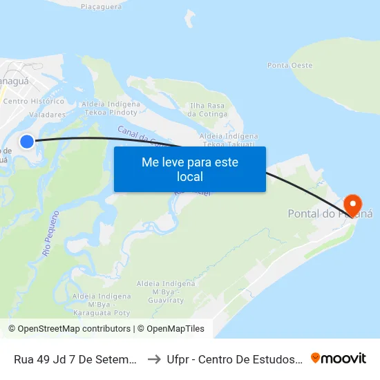 Rua 49 Jd 7 De Setembro, 230 to Ufpr - Centro De Estudos Do Mar map