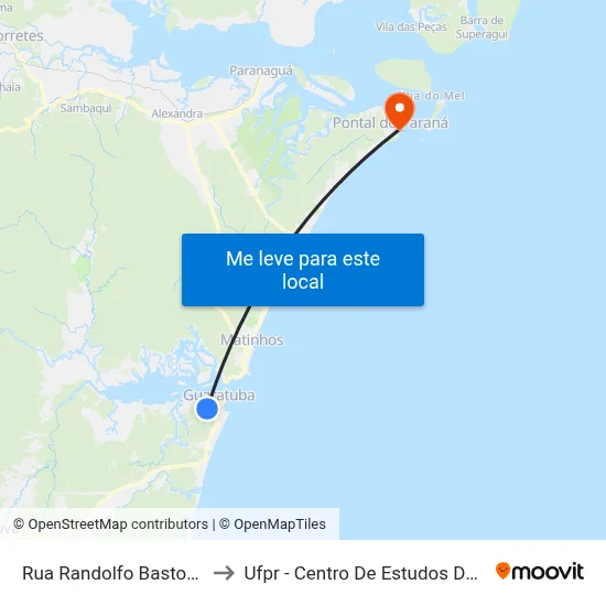 Rua Randolfo Bastos, 67 to Ufpr - Centro De Estudos Do Mar map